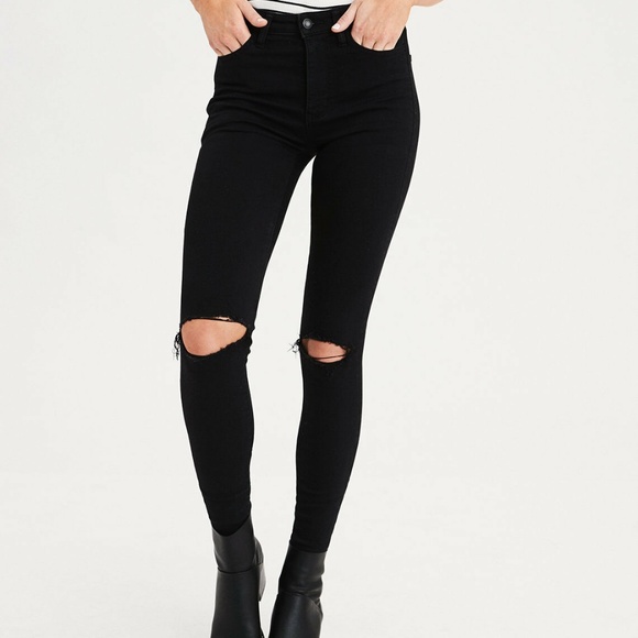 black ripped knee jeggings